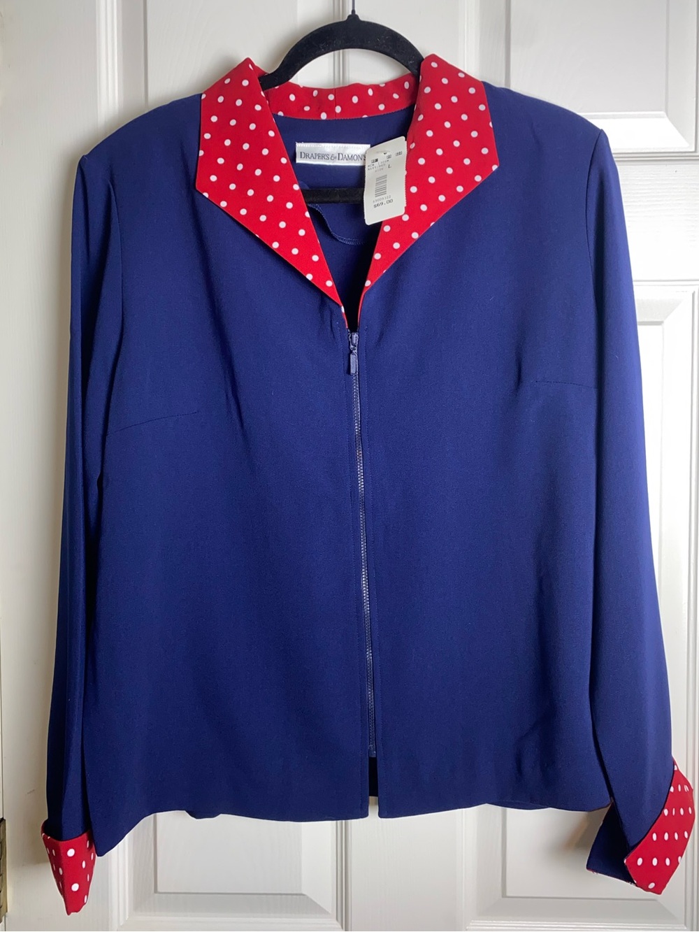 Draper's & Damon's Dead Stock Navy Blazer with Red Polka Dot Trim